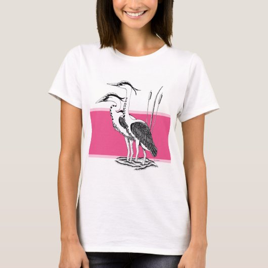 Zwarte en witte afbeelding van Heron T-shirt (Voorkant)