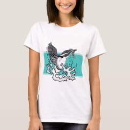 Zwarte en witte afbeelding van Kingfisher T-shirt
