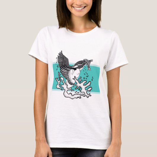 Zwarte en witte afbeelding van Kingfisher T-shirt (Voorkant)