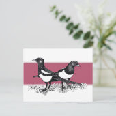 Zwarte en witte afbeelding van Magpies Briefkaart (Staand voorkant)