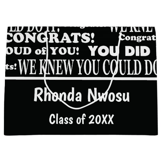 Zwarte en witte Afstuderen - Grote Gift Bag Groot Cadeauzakje (Voorkant)