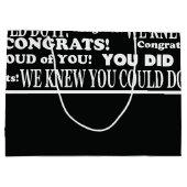 Zwarte en witte Afstuderen - Grote Gift Bag Groot Cadeauzakje (Achterkant)