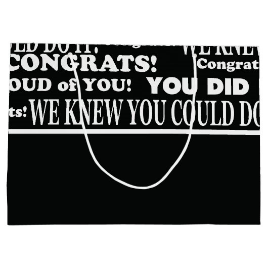 Zwarte en witte Afstuderen - Grote Gift Bag Groot Cadeauzakje (Achterkant)