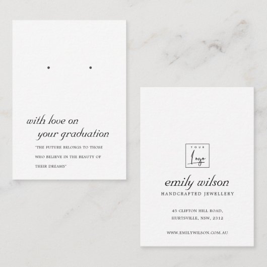 ZWARTE EN WITTE AFSTUDEREN MET EEN WEEFSELKAART PLAATSKAARTJE (Voorkant / Achterkant)