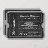 Zwarte en witte Afstuderen Ticket-uitnodigingen Kaart (Voorkant / Achterkant)
