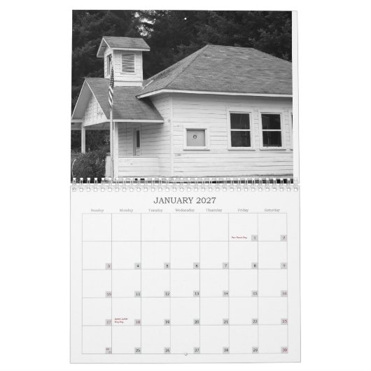 Zwarte en witte agenda kalender (Jan 2027)