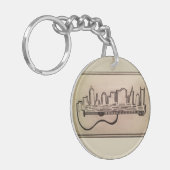 Zwarte en witte "akoestische skyline"-Sleutelhange Sleutelhanger (Voorkant Links)