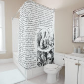 zwarte en witte Alice in Wonderland Douchegordijn (In situ)
