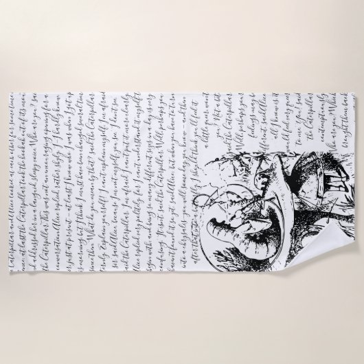  zwarte en witte Alice in Wonderland Strandlaken (Voorkant)