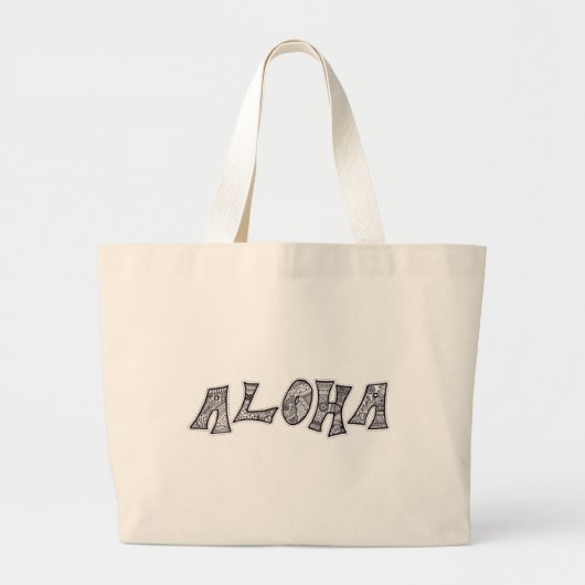 Zwarte en witte Aloha Bag Grote Tote Bag (Voorkant)