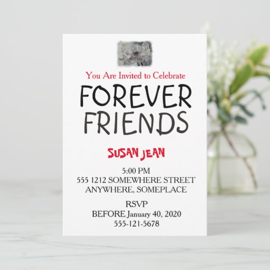 ZWARTE EN WITTE AMARLLIS PARTIJINVITATIE KAART (Staand voorkant)