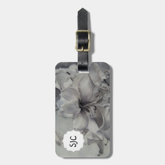 ZWARTE EN WITTE AMARYLLIS-BAGAGELABEL BAGAGELABEL (Voorkant verticaal)
