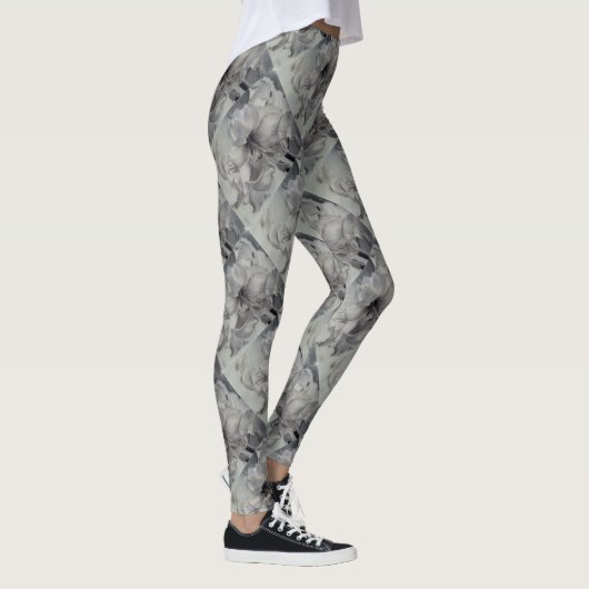 ZWARTE EN WITTE AMARYLLIS | LEGGINGS (Rechts)