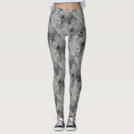 ZWARTE EN WITTE AMARYLLIS | LEGGINGS (Voorkant)