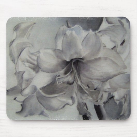 ZWARTE EN WITTE AMARYLLIS MOUSEPAD MUISMAT (Voorkant)
