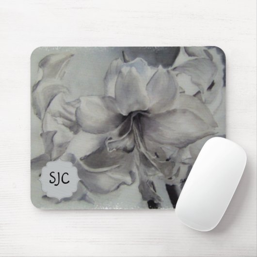 ZWARTE EN WITTE AMARYLLIS MOUSEPAD MUISMAT (Met muis)