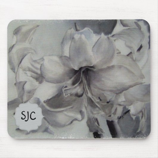 ZWARTE EN WITTE AMARYLLIS MOUSEPAD MUISMAT (Voorkant)