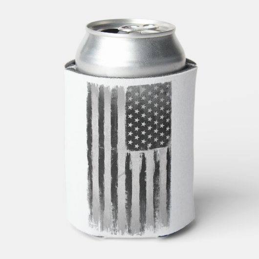 Zwarte en witte Amerikaanse vlag Blikjeskoeler (Blikje Voorkant)