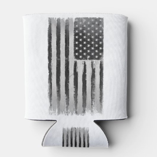 Zwarte en witte Amerikaanse vlag Blikjeskoeler (Achterkant)