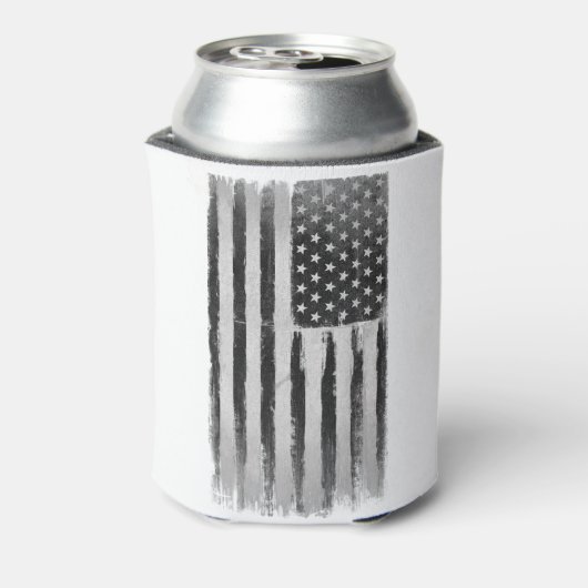 Zwarte en witte Amerikaanse vlag Blikjeskoeler (Blikje Achterkant)