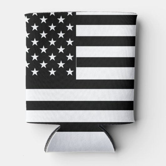Zwarte en Witte Amerikaanse vlag Blikjeskoeler (Voorkant)