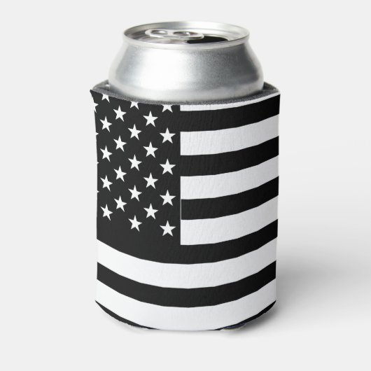 Zwarte en Witte Amerikaanse vlag Blikjeskoeler (Blikje Achterkant)