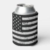 Zwarte en witte Amerikaanse vlag Blikjeskoeler (Blikje Voorkant)
