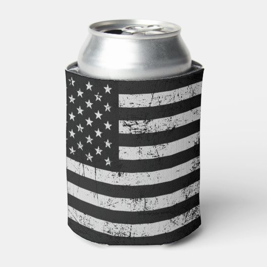 Zwarte en witte Amerikaanse vlag Blikjeskoeler (Blikje Voorkant)