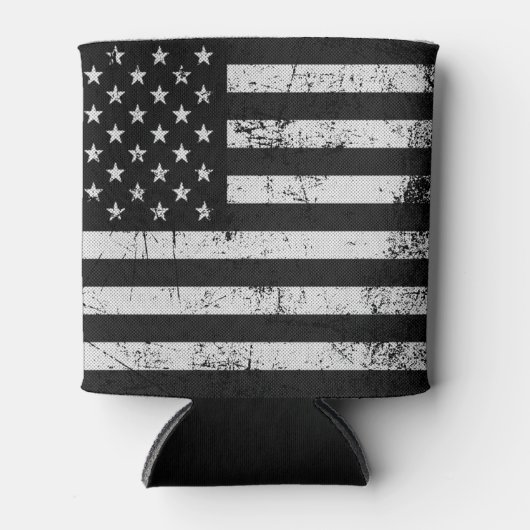 Zwarte en witte Amerikaanse vlag Blikjeskoeler (Voorkant)