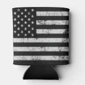 Zwarte en witte Amerikaanse vlag Blikjeskoeler (Achterkant)