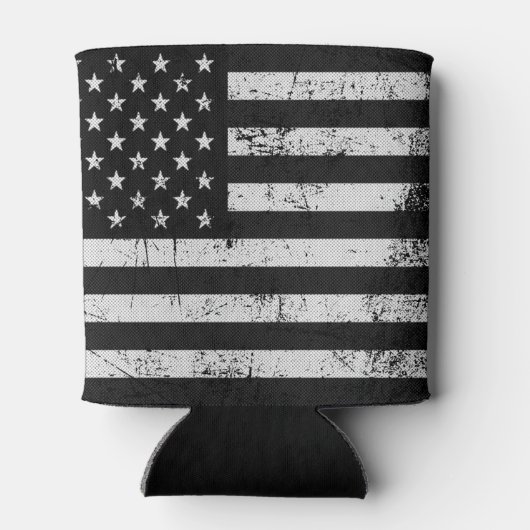Zwarte en witte Amerikaanse vlag Blikjeskoeler (Achterkant)