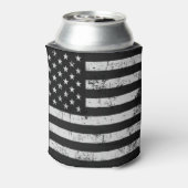 Zwarte en witte Amerikaanse vlag Blikjeskoeler (Blikje Achterkant)