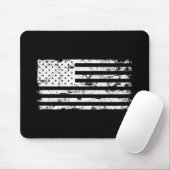 Zwarte en Witte Amerikaanse vlag Mousepad Muismat (Met muis)