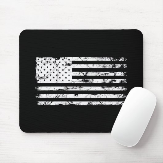 Zwarte en Witte Amerikaanse vlag Mousepad Muismat (Met muis)
