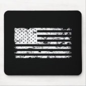 Zwarte en Witte Amerikaanse vlag Mousepad Muismat (Voorkant)