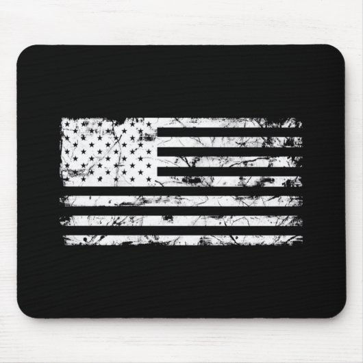 Zwarte en Witte Amerikaanse vlag Mousepad Muismat (Voorkant)