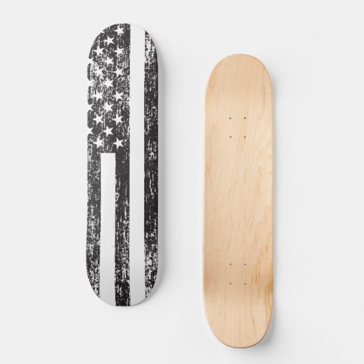 Zwarte en witte Amerikaanse vlag Persoonlijk Skateboard (Voorkant)