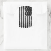 Zwarte en witte Amerikaanse vlag Ronde Sticker (Tas)