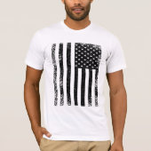 Zwarte en Witte Amerikaanse vlag T-shirt (Voorkant)