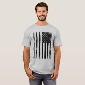 Zwarte en Witte Amerikaanse vlag T-shirt (Voorkant volledig)