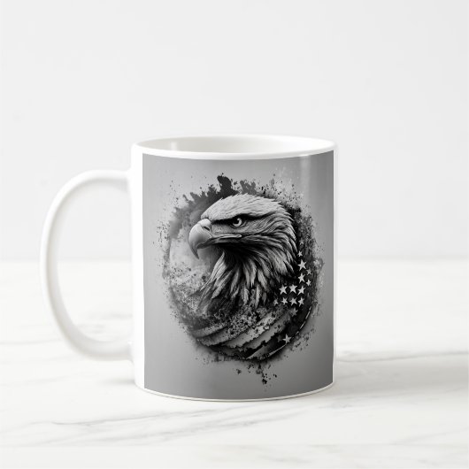 Zwarte en witte Amerikaanse vlag zeearend Koffiemok (Links)
