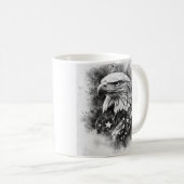 Zwarte en witte Amerikaanse vlag zeearend Koffiemok (Voorkant rechts)