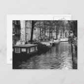 Zwarte en Witte Amsterdam Kanaalfoto Briefkaart (Voorkant / Achterkant)