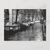 Zwarte en Witte Amsterdam Kanaalfoto Briefkaart (Voorkant)