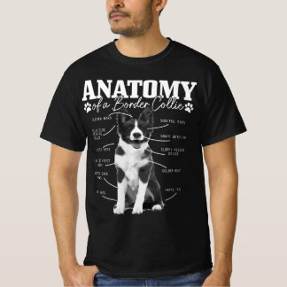 Zwarte en witte anatomische grens Collie Dog T-shirt