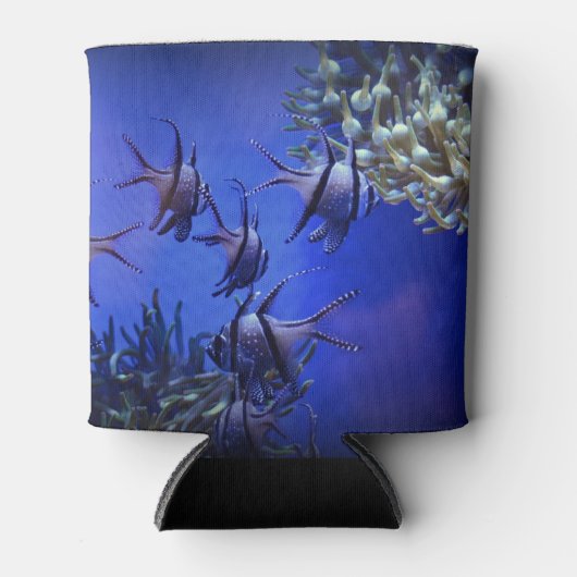 Zwarte en Witte Angelvis in het Deep Blue Zee Blikjeskoeler (Voorkant)