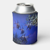 Zwarte en Witte Angelvis in het Deep Blue Zee Blikjeskoeler (Blikje Achterkant)