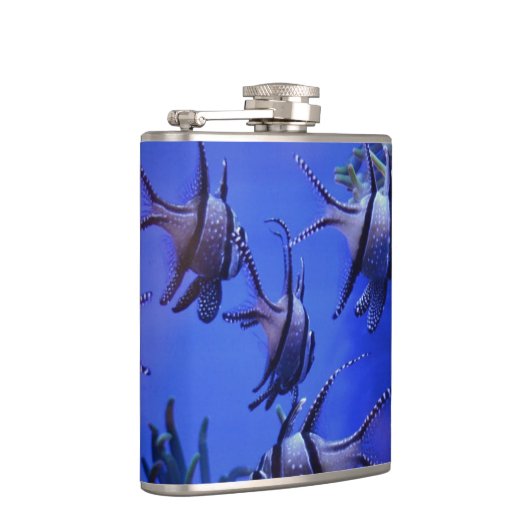 Zwarte en Witte Angelvis in het Deep Blue Zee Heupfles (Rechts)