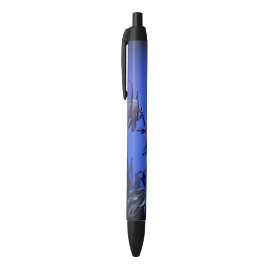 Zwarte en Witte Angelvis in het Deep Blue Zee Inkt Pen (Top (Verticaal))