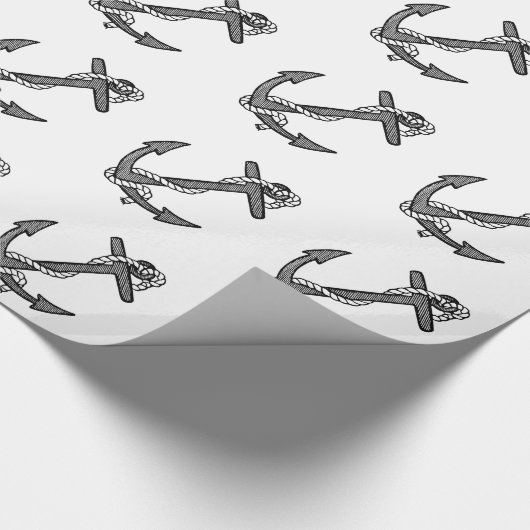  zwarte en witte anker en helling cadeaupapier (Hoek)